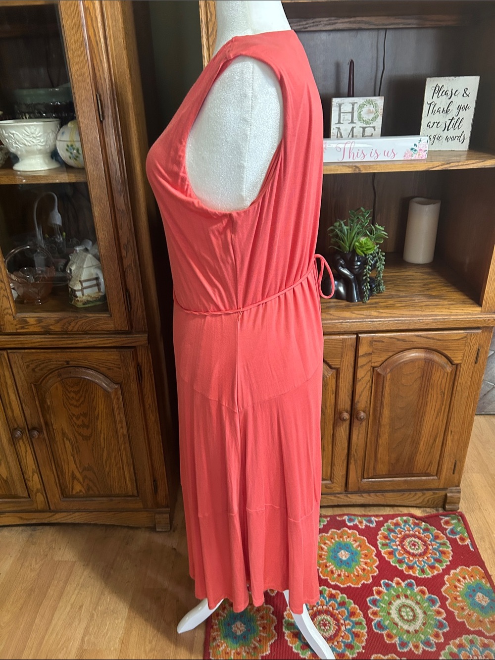 Simply Vera Vera Wang Coral Sleeveless V-Neck Midi  Dress - Picture 5 of 16